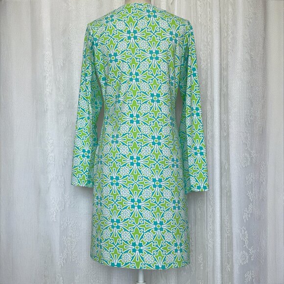 Ibkul Women's Golf Dress Medium Green Blue Active Long Sleeve Mesh Knee Length - Picture 3 of 7